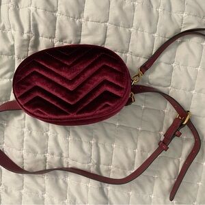 Elegant Burgundy Velvet Crossbody Bag